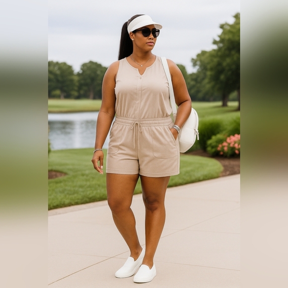 Sporty Athleta 1XL Casual Atleasure Soft Stretch Pull-On Playsuit Romper New - Picture 1 of 7